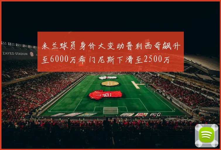 米兰球员身价大变动普利西奇飙升至6000万希门尼斯下滑至2500万